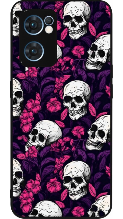 Coque OPPO Reno7 5G - Silicone rigide noir Halloween 2024 romantic skulls