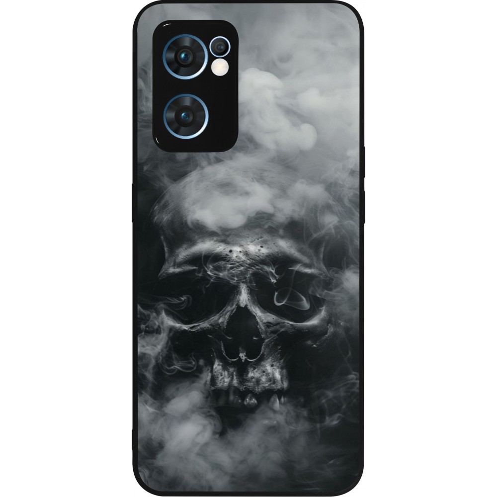 Coque OPPO Reno7 5G - Silicone rigide noir Halloween 2024 smoky skull