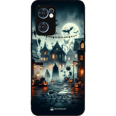 Coque OPPO Reno7 5G - Silicone rigide noir Halloween Spookville