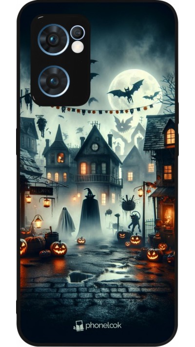 Coque OPPO Reno7 5G - Silicone rigide noir Halloween Spookville