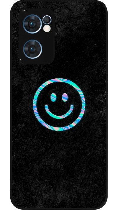 Coque OPPO Reno7 5G - Silicone rigide noir Happy smiely irisé