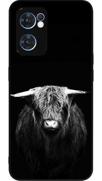 Coque OPPO Reno7 5G - Silicone rigide noir Highland calf black