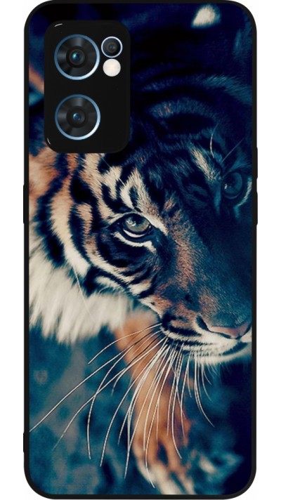 Coque OPPO Reno7 5G - Silicone rigide noir Incredible Lion