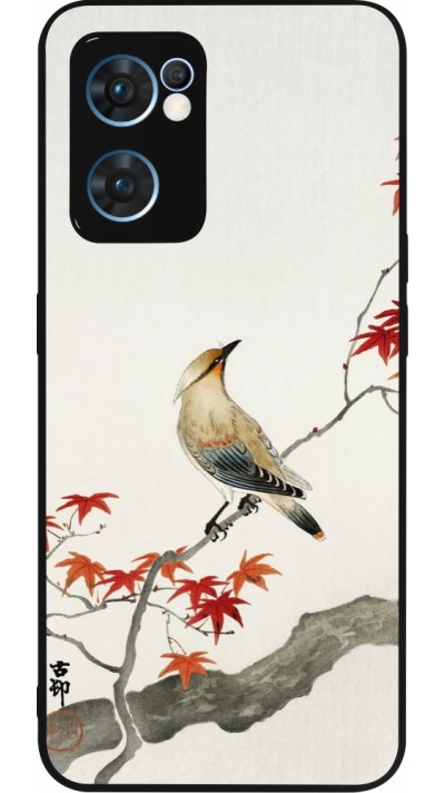 Coque OPPO Reno7 5G - Silicone rigide noir Japanese Bird