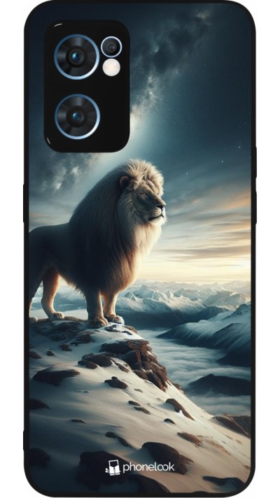 Coque OPPO Reno7 5G - Silicone rigide noir Le lion blanc