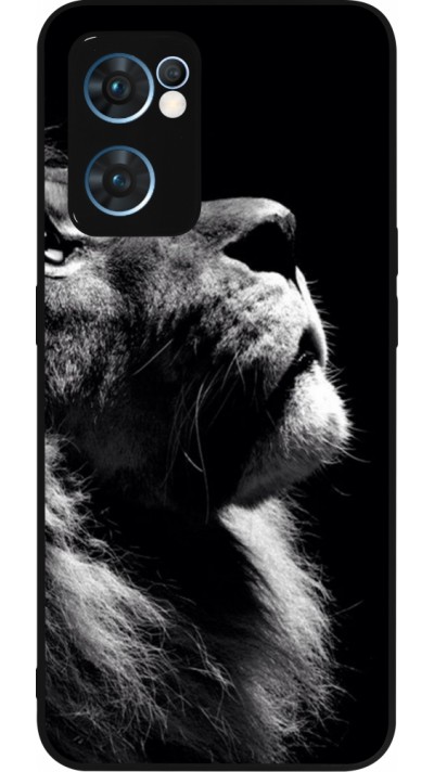 Coque OPPO Reno7 5G - Silicone rigide noir Lion looking up