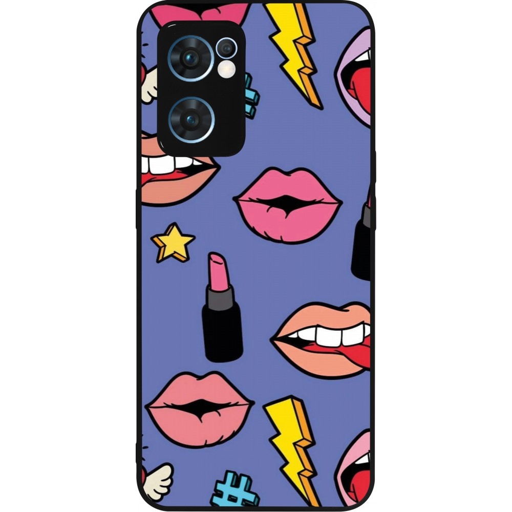 Coque OPPO Reno7 5G - Silicone rigide noir Lips and lipgloss