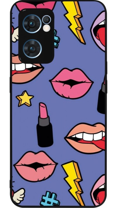 Coque OPPO Reno7 5G - Silicone rigide noir Lips and lipgloss