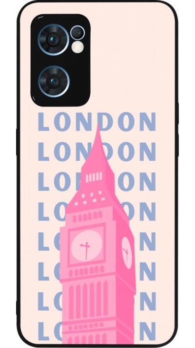 Coque OPPO Reno7 5G - Silicone rigide noir London Pink Print