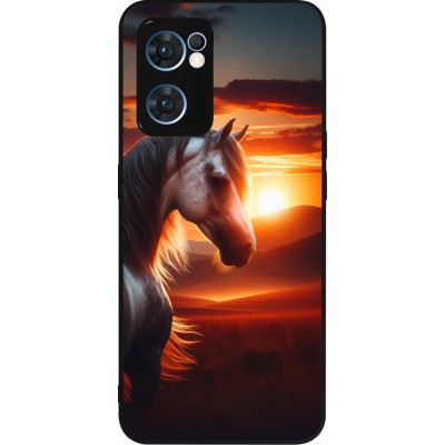 Coque OPPO Reno7 5G - Silicone rigide noir Majestic Sunset Horse