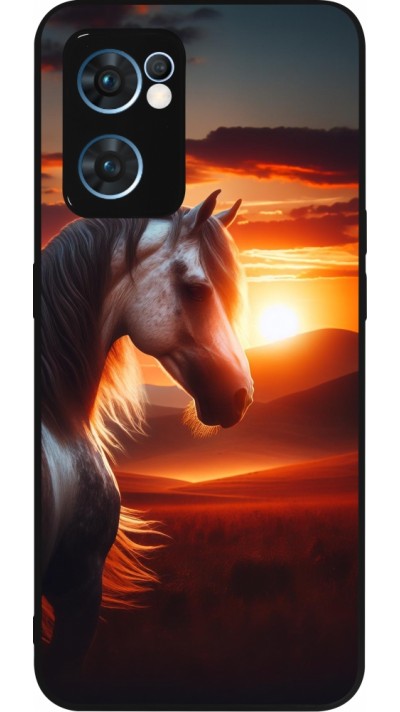 Coque OPPO Reno7 5G - Silicone rigide noir Majestic Sunset Horse