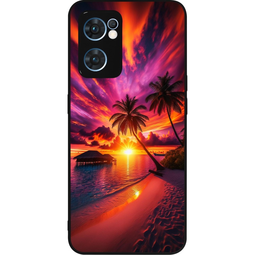 Coque OPPO Reno7 5G - Silicone rigide noir Maldives Dusk Bliss