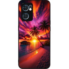 Coque OPPO Reno7 5G - Silicone rigide noir Maldives Dusk Bliss