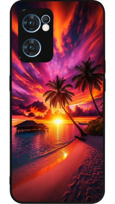 Coque OPPO Reno7 5G - Silicone rigide noir Maldives Dusk Bliss