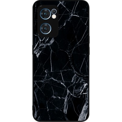 Coque OPPO Reno7 5G - Silicone rigide noir Marble Black 01