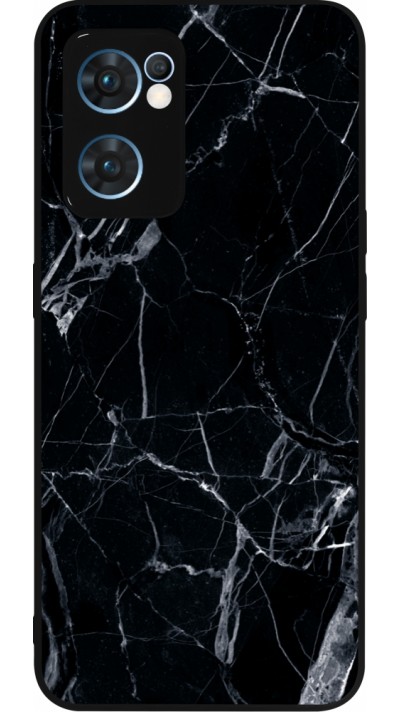 Coque OPPO Reno7 5G - Silicone rigide noir Marble Black 01