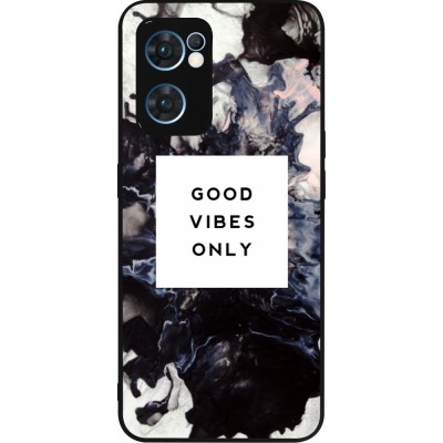 Coque OPPO Reno7 5G - Silicone rigide noir Marble Good Vibes Only