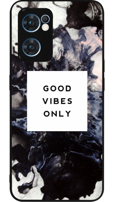 Coque OPPO Reno7 5G - Silicone rigide noir Marble Good Vibes Only