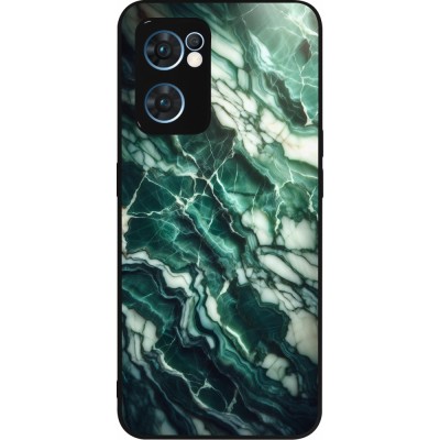 Coque OPPO Reno7 5G - Silicone rigide noir Marbre vert majestueux