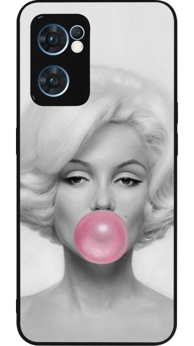 Coque OPPO Reno7 5G - Silicone rigide noir Marilyn Bubble