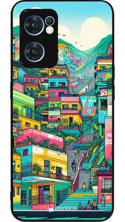 Coque OPPO Reno7 5G - Silicone rigide noir Medellin Comuna 13 Art