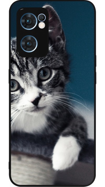 Coque OPPO Reno7 5G - Silicone rigide noir Meow 23