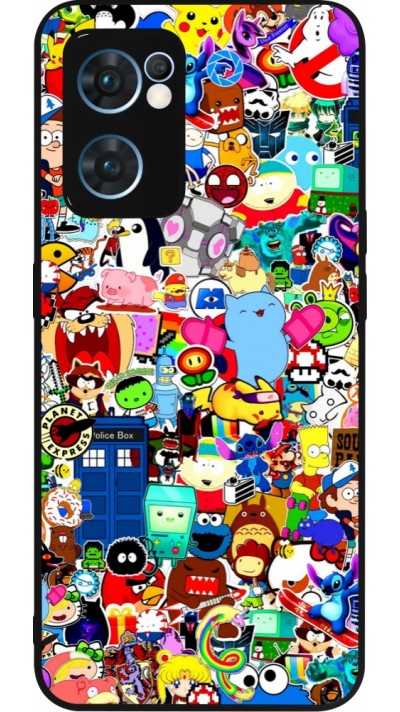 Coque OPPO Reno7 5G - Silicone rigide noir Mixed cartoons