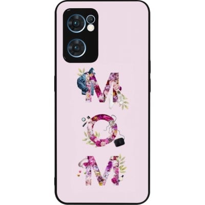 Coque OPPO Reno7 5G - Silicone rigide noir Mom 2024 girly mom