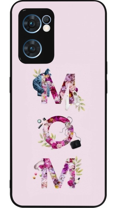 Coque OPPO Reno7 5G - Silicone rigide noir Mom 2024 girly mom