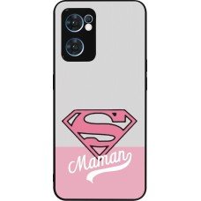 Coque OPPO Reno7 5G - Silicone rigide noir Mom 2024 Super hero maman