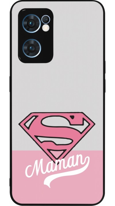 Coque OPPO Reno7 5G - Silicone rigide noir Mom 2024 Super hero maman