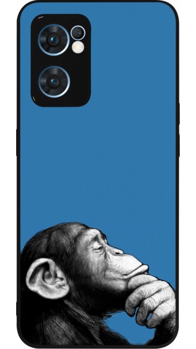 Coque OPPO Reno7 5G - Silicone rigide noir Monkey Pop Art