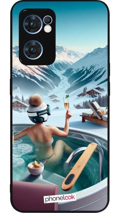 Coque OPPO Reno7 5G - Silicone rigide noir Montagne Glamour Jacuzzi