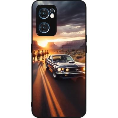 Coque OPPO Reno7 5G - Silicone rigide noir Mustang 69 Grand Canyon