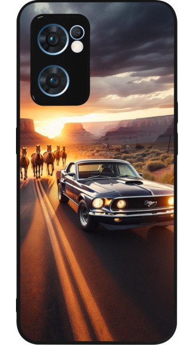 Coque OPPO Reno7 5G - Silicone rigide noir Mustang 69 Grand Canyon