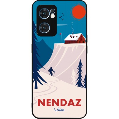 Coque OPPO Reno7 5G - Silicone rigide noir Nendaz Cabane Ski