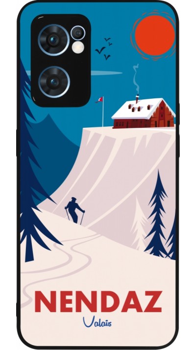 Coque OPPO Reno7 5G - Silicone rigide noir Nendaz Cabane Ski