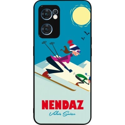 Coque OPPO Reno7 5G - Silicone rigide noir Nendaz Ski Downhill