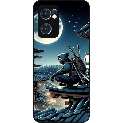 Coque OPPO Reno7 5G - Silicone rigide noir Ninja sous la lune