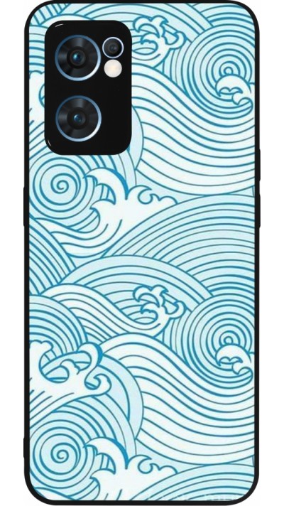 Coque OPPO Reno7 5G - Silicone rigide noir Ocean Waves