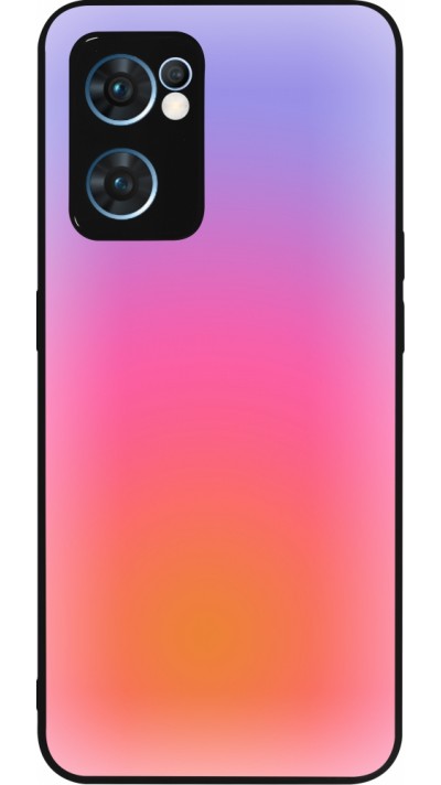 Coque OPPO Reno7 5G - Silicone rigide noir Orange Pink Blue Gradient