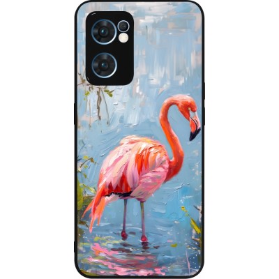 Coque OPPO Reno7 5G - Silicone rigide noir Paint Flamingo