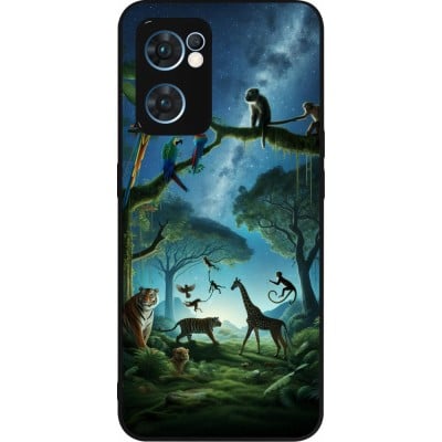 Coque OPPO Reno7 5G - Silicone rigide noir Paradis des animaux exotiques