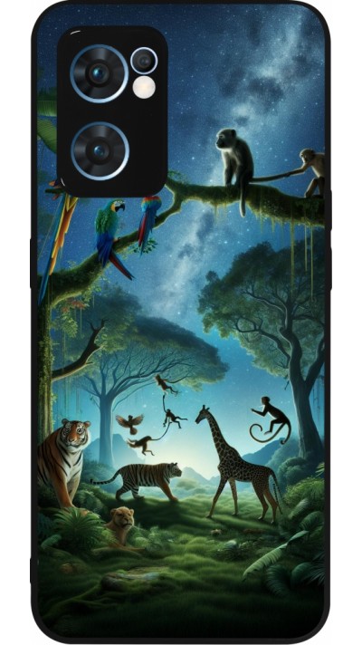 Coque OPPO Reno7 5G - Silicone rigide noir Paradis des animaux exotiques