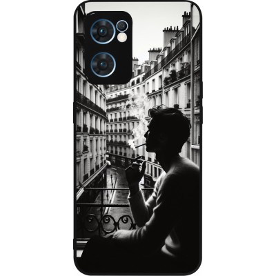 Coque OPPO Reno7 5G - Silicone rigide noir Parisian Smoker