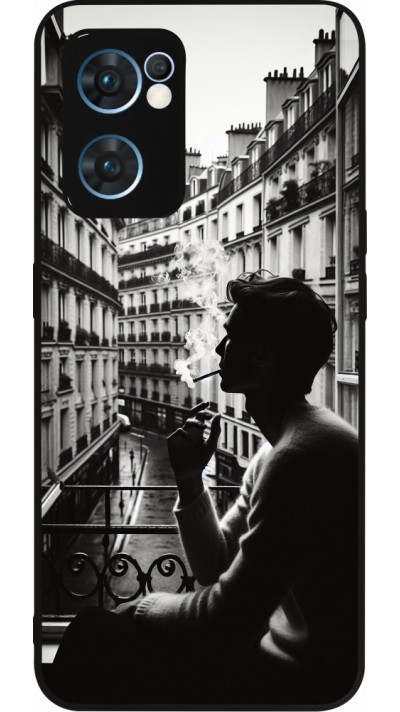 Coque OPPO Reno7 5G - Silicone rigide noir Parisian Smoker