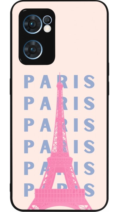 Coque OPPO Reno7 5G - Silicone rigide noir Paris Pink Print