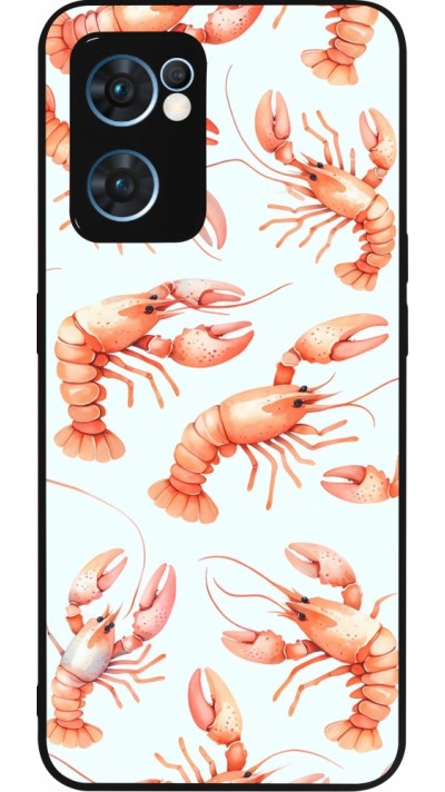 Coque OPPO Reno7 5G - Silicone rigide noir Pattern de homards pastels