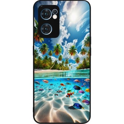 Coque OPPO Reno7 5G - Silicone rigide noir Plage Paradis