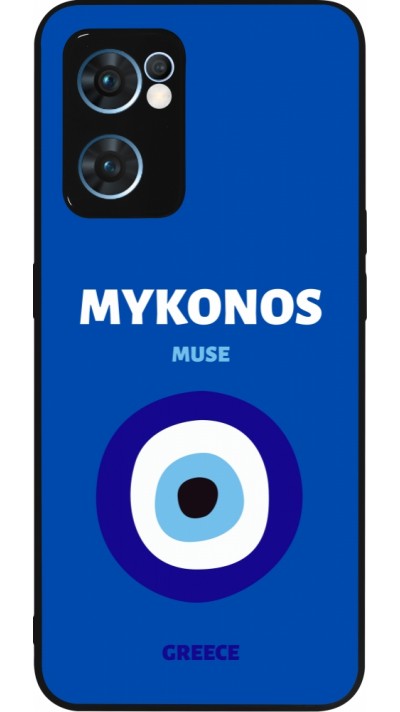 Coque OPPO Reno7 5G - Silicone rigide noir Pop Summer Destination Mykonos